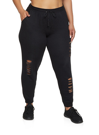 black distressed joggers