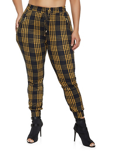 plus size plaid joggers