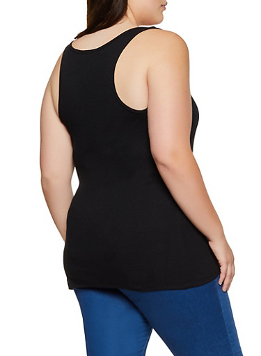 Plus Size Ribbed Scoop Neck Tank Top - Rainbow