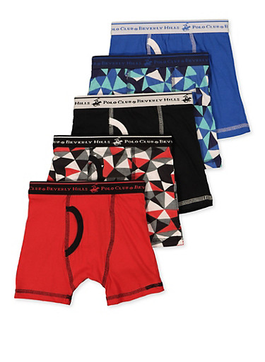 Toddler Boys 5 Pack Assorted Geometric Boxer Briefs - Rainbow