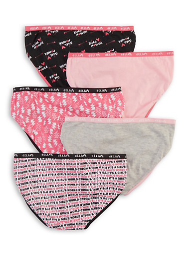 Girls 5 Pack Printed Panties Rainbow