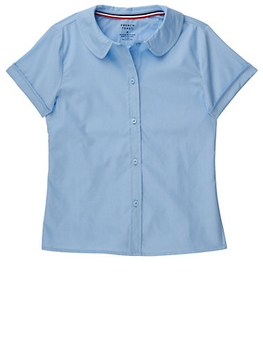French Toast Girls School Uniform Short Sleeve Peter Pan Blouse Blue ...