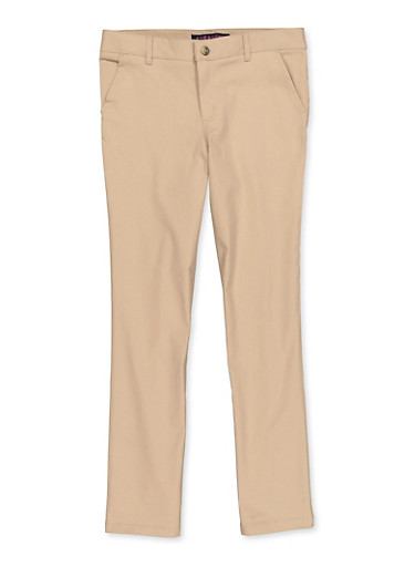 Khaki 12 Plus French Toast Girls Size Stretch Contrast Elastic Waist Pull-on Pant