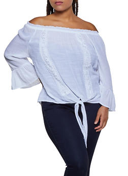 plus size off the shoulder bell sleeve top