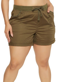 olive green plus size shorts