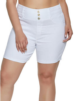 plus size high waisted white shorts