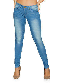 Clearance On Womens Jeans Rainbow Vip Whiskered Push Up Skinny Jeans Light Wash 1074065309315