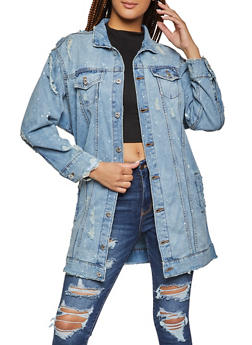 COSYOU Womens Denim Jacket Ripped Distressed Casual Long Sleeve Plus Size Coat