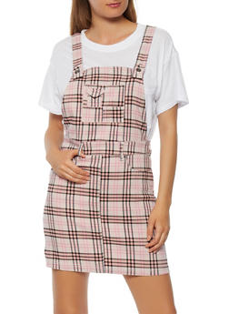 checkered overall dress