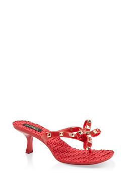 red kitten heel sandals