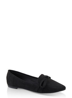 black pointed toe flats with bow