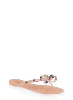 bow studded jelly sandals
