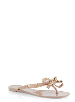 studded bow thong sandals