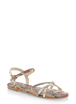 multi colored strappy flat sandals