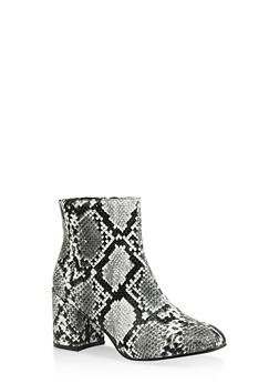 faux snake print booties