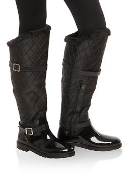 fur lined rain boots women's