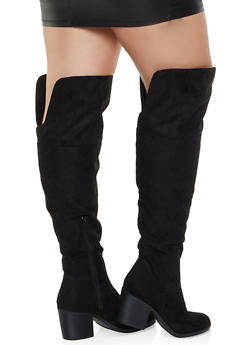 wide calf boots with block heel