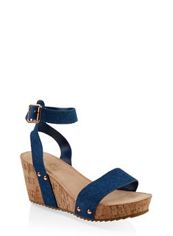 denim cork wedge sandals