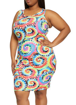 plus size tie dye dress with sleeves
