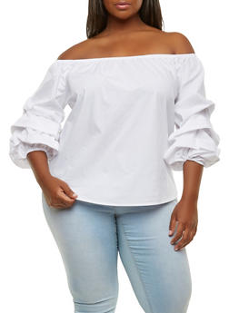 white off the shoulder plus size top