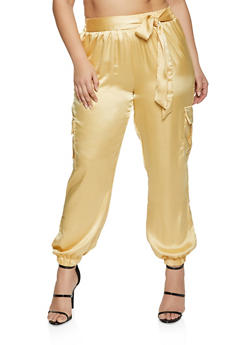 plus size satin joggers