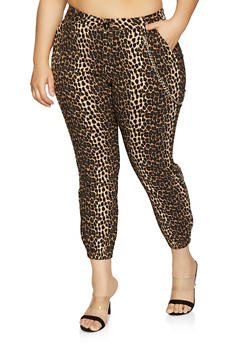 plus size leopard joggers