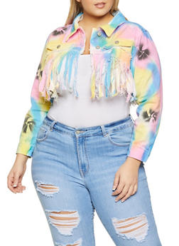 rainbow plus size denim jacket