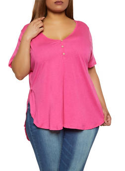 Bright pink plus size tops Clearance
