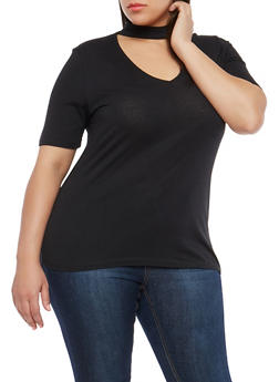 choker neck top plus size
