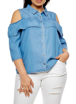 denim plus size tops