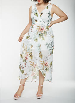 plus size faux wrap maxi dress