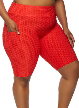 plus size red biker shorts