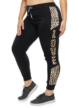 plus size leopard joggers