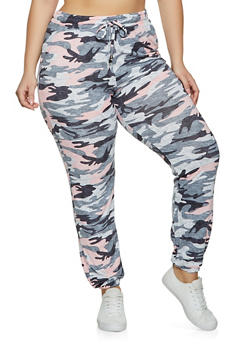 camo joggers pink