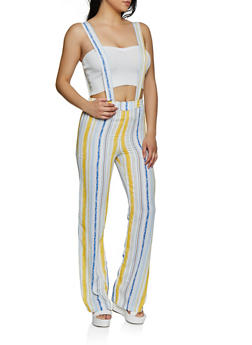 striped suspender pants