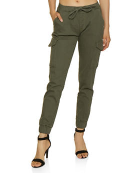 women's twill cargo joggers
