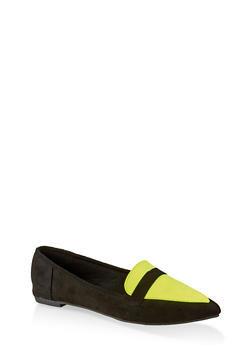neon pointed toe flats