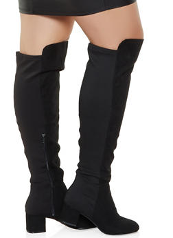 wide calf boots block heel