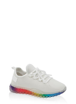 white shoes with rainbow soles