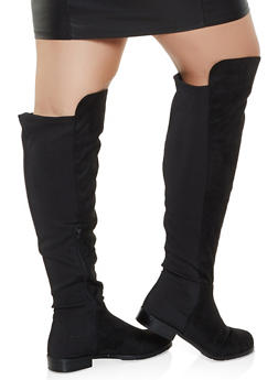 black low heel wide calf boots