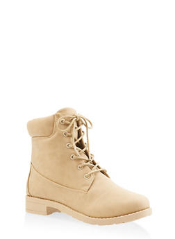 beige lug sole booties