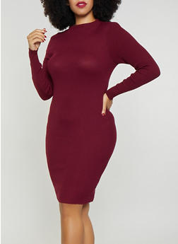Plus Size Y Dresses Rainbow Plus Size Rib Knit Sweater Dress 3390038348352