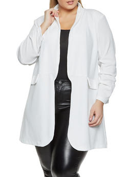 white plus size blazer