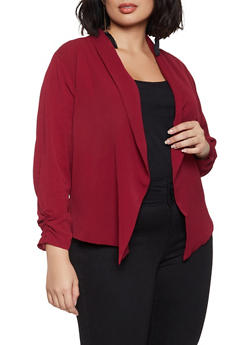 burgundy blazer womens plus size