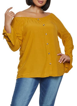 women's plus size yellow blouse