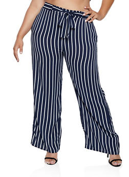 plus size vertical striped pants