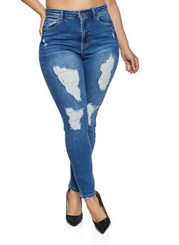 plus size extreme ripped jeans