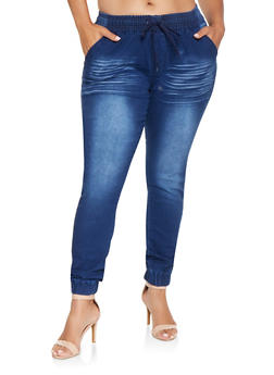 plus size denim joggers womens