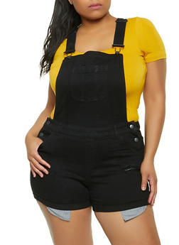 plus size black shortalls