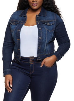 women's plus size black jean jacket